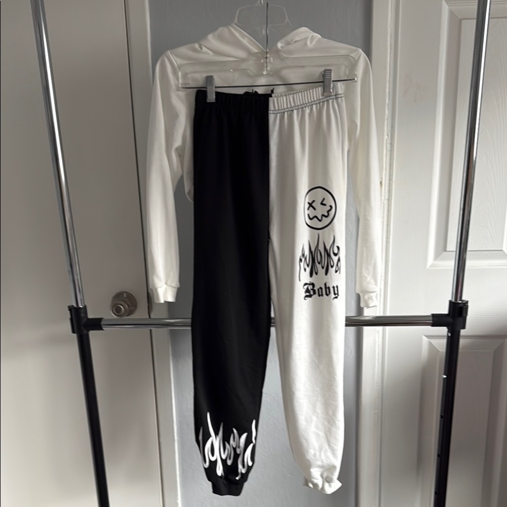 Black and White Hoodie and Jogger Set